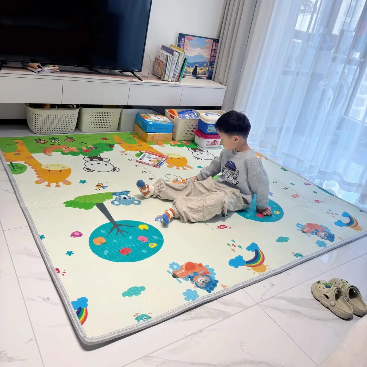 Non-toxic Large Size Play Mat for Children's Safety Mat 1cm EPE Environmentally Thick Baby Crawling Play Mats Folding Mat Carpet