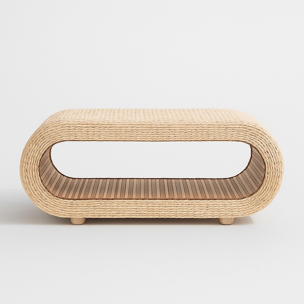 Table basse Japandi Rafia