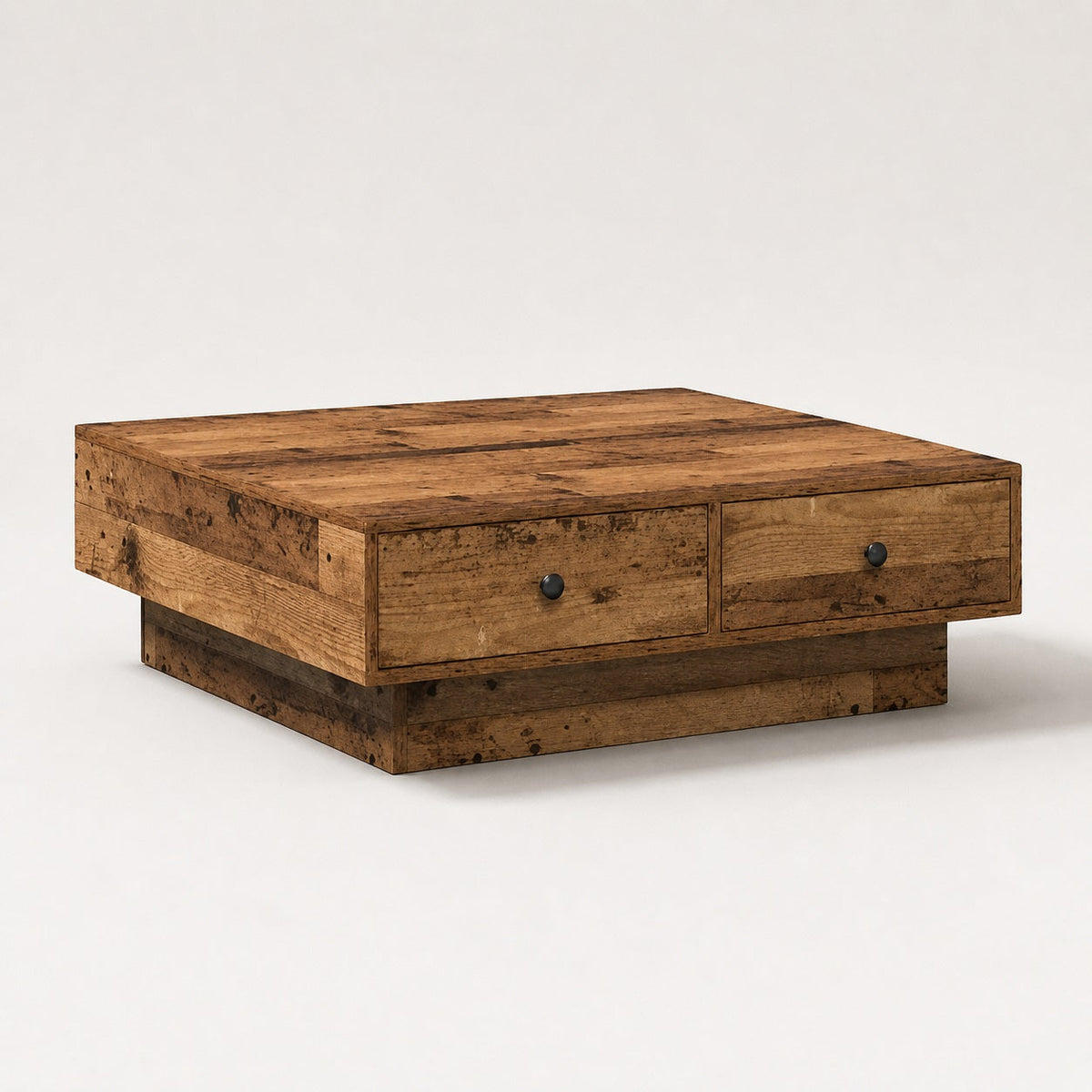 Table basse en bois massif rustique avec tiroirs, table basse de salon style authentique et naturel
