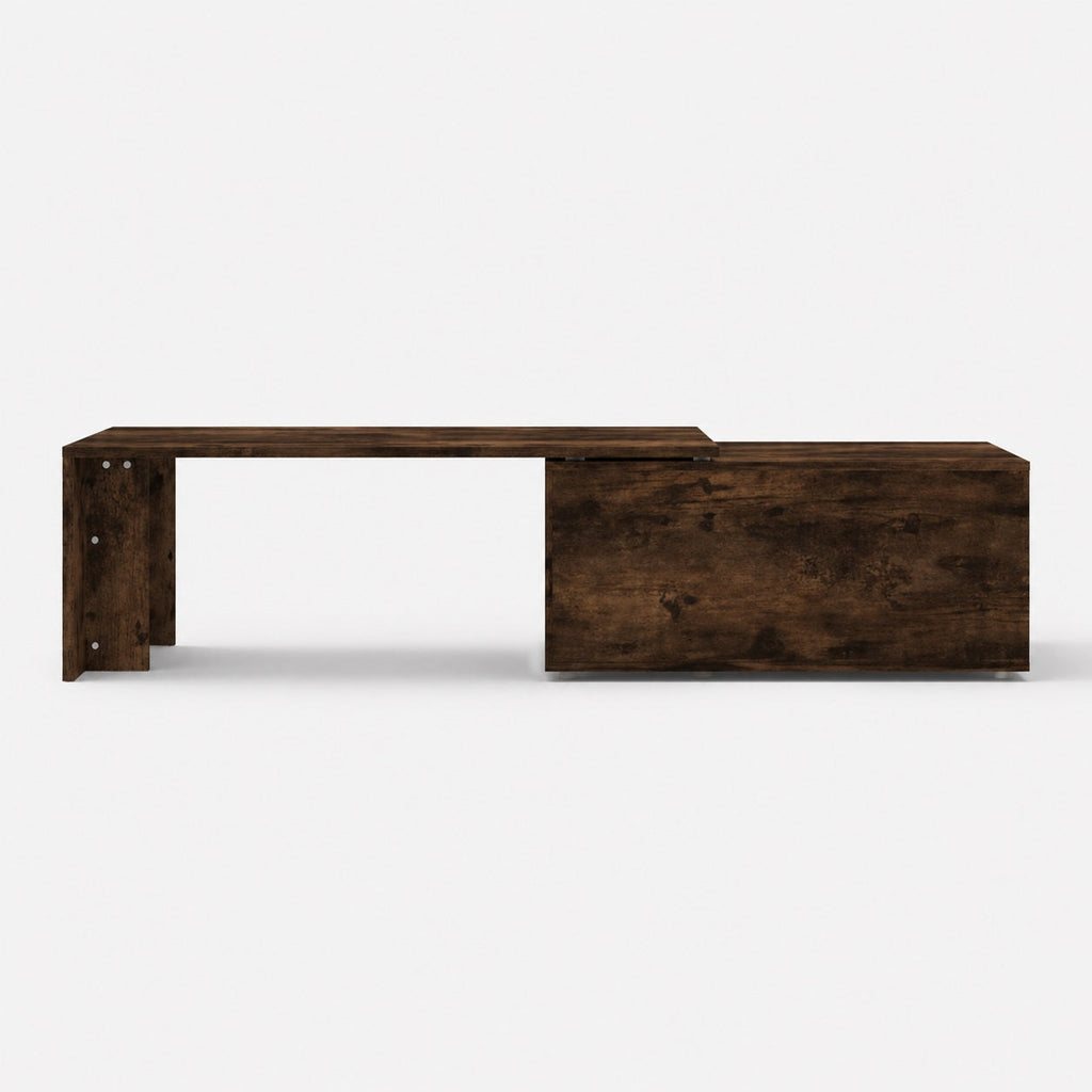table basse en bois Linea finition chêne foncé design moderne avec rangement intégré