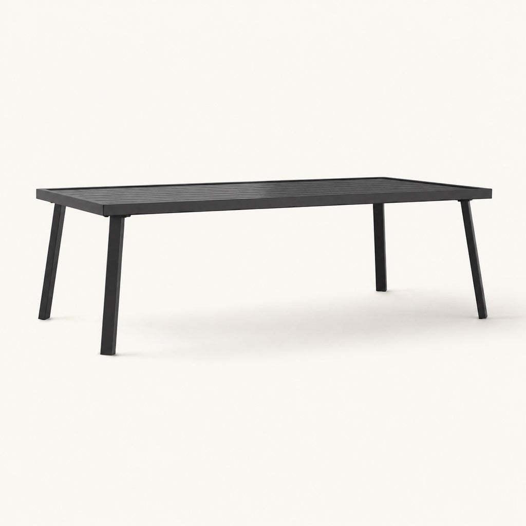 Table basse de jardin Veyron noire en aluminium moderne pour terrasse et salon extérieur contemporain