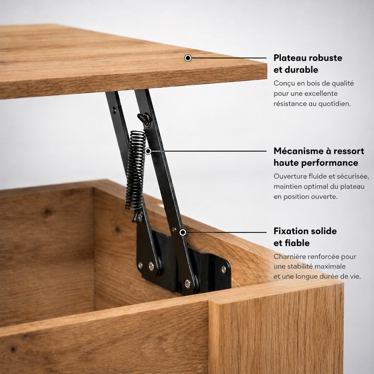 Table basse relevable en bois Elian - photo 4